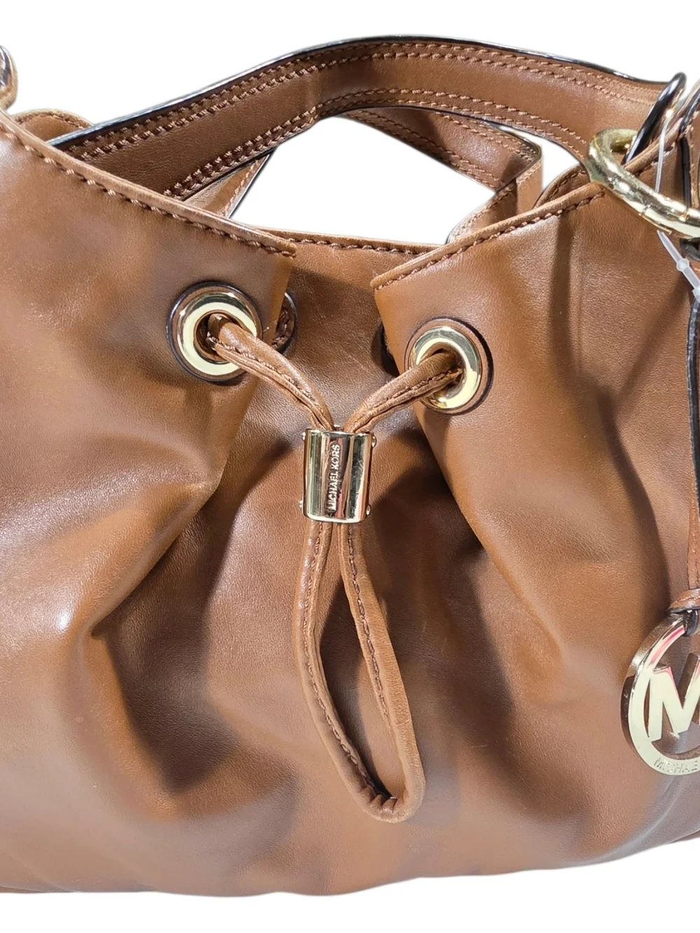 Michael Kors Tan Leather Drawstring Shoulder Bag - Picture 8 of 11